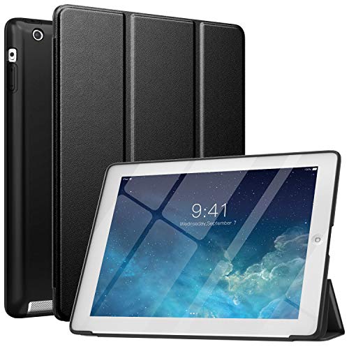 MoKo Funda Compatible con iPad 2/3/4, Superior Delgada Protectora Case con Tapa Trasera Esmerilada Translúcida Compatible con iPad 2/The New iPad 3 (3rd Gen)/iPad 4 - Negro
