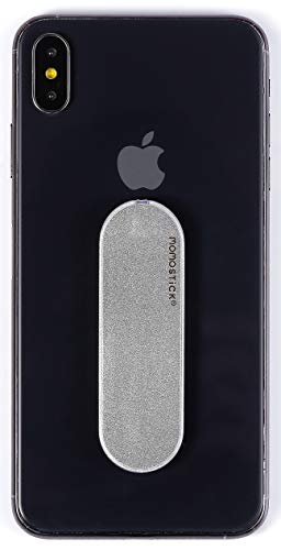 MOMOSTICK - El original! Soporte de dedo para teléfono móvil – Soporte de móvil para teléfono móvil, Agarre para teléfono móvil – anillo de celular para iPhone Samsung Huawei (iSeries - PU plateado)