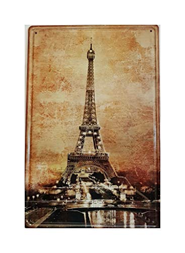 MR Placa de Metal Vintage Torre Eiffel Paris 30 x 20 cm