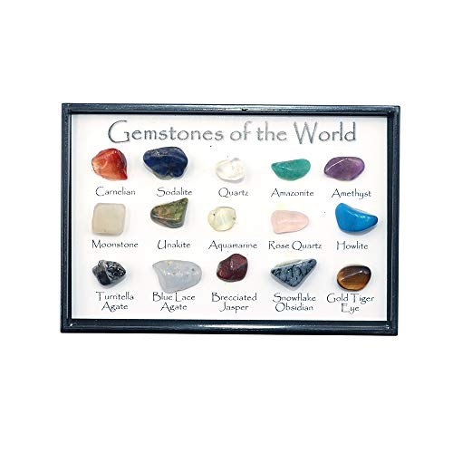 Namvo Juego de 15 piedras preciosas del mundo minerales, piedras brillantes naturales para la escuela, educación geológica, decoración del hogar, regalo para niños