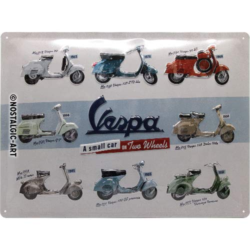 Nostalgic-Art Cartel de Chapa Retro Vespa – Model Chart – Idea de Regalo para los Aficionados a Las Scooters, metálico, Diseño Vintage, 30 x 40 cm