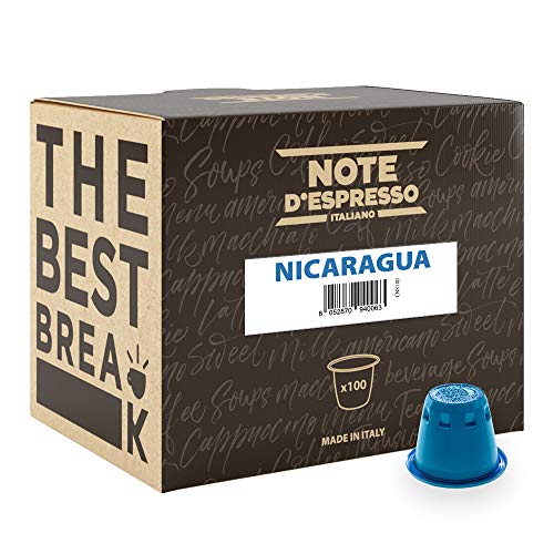 Note d'Espresso - Cápsulas de café de Nicaragua exclusivamente compatibles con cafeteras Nespresso, 100 unidades de 5,6 g