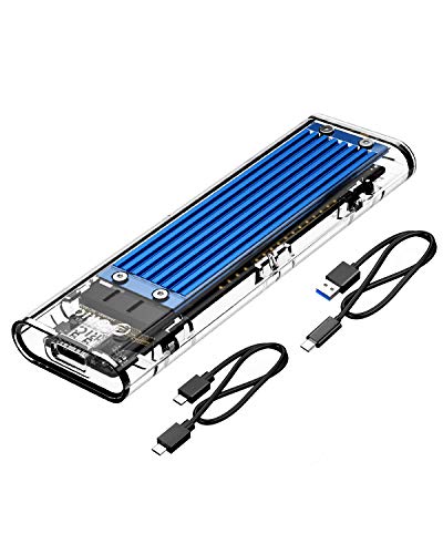 ORICO Carcasa para NVMe SSD, 10Gbps USB3.1 Gen2 Caja de Disco Duro Externo con C to C y C to A Cables, para PCI-E M-Key 2280, 2260, 2242, 2230 SSD(Azul)