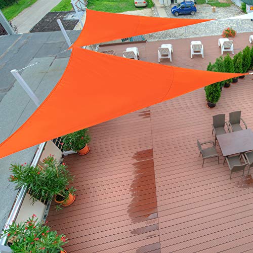 Outsunny Toldo Vela Color Naranja sombrilla Parasol triangulo Tela de Poliéster 160g/㎡ Jardin Playa Camping Sombra Medidas, Medida 3x3x3 Metros, Color Naranja