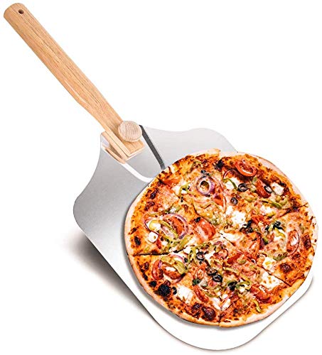 Pala para Pizza,30.5x60 cm Pala para Pizza Plegable Antideslizante con Mango de Madera, Superficie Grande, Pala para Pizza para Hornear Pizza/Pan/Barbacoa etc