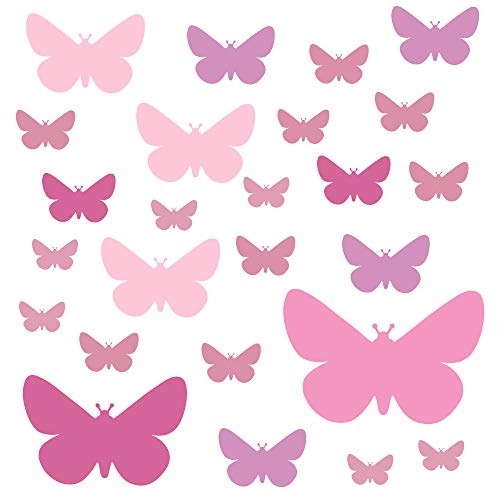 PREMYO 25 Mariposa Pegatinas Pared Infantil - Vinilos Decorativos Habitación Bebé Niña - Fácil de Poner Rosa Pastel