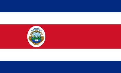 Q&J Bandera Oficial de Costa Rica - Medidas 150 x 90 cm. - Polyester 100% - para Exterior e Interior