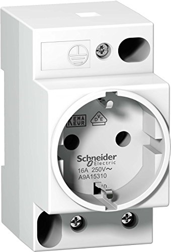 Schneider Electric A9A15310 Toma de Corriente Modular, 2P+T, 250 V, 84mm x 45mm x 63mm, Blanco