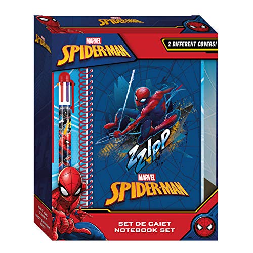 Set papeleria Libreta y boligrafo multicolor spiderman.El regalo ideal para niños.Material escolar para niños a partir de 3 años.Producto Oficial