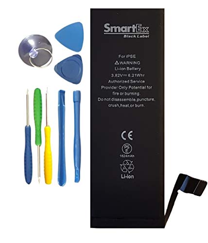 Smartex® New Black Label Batería de Repuesto Compatible con iPhone SE | Kit de reparación Incluido | 1624 mAh | 2 Años de Garantía