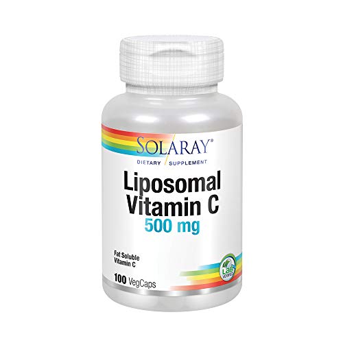 SOLARAY Liposomal Vitamin C 500mg, Fat Soluable Vitamin C, Vegcaps, Sin Sabor, 100 Unidad,