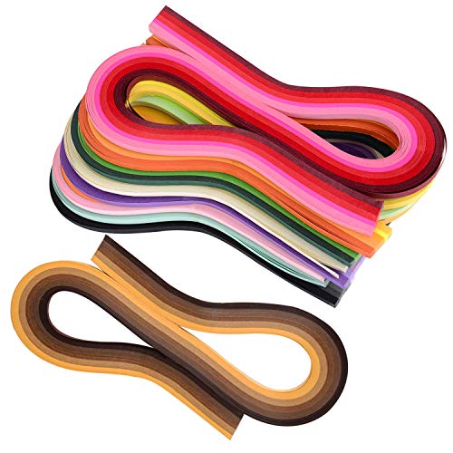 Tiras de papel Quilling para Quilling Art Strips 1080 tiras de 44 colores, 3 mm de ancho, 54 cm de largo