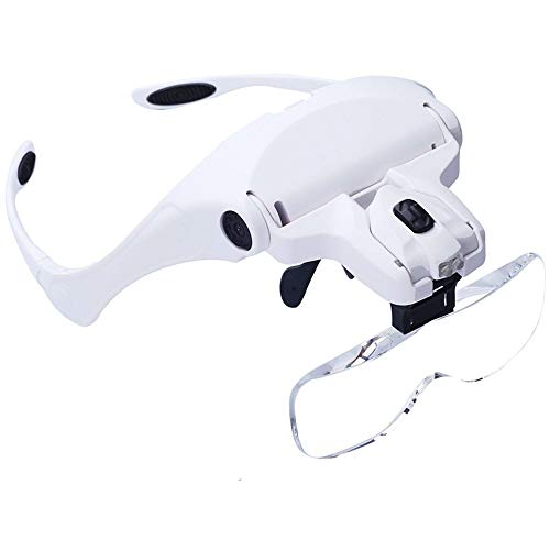 Tkstar 98B2 - Magnifier (5 interchangeable lenses 1.0x - 3.5x) with LED light - Ideal for model making, jewelery, repairs, watchmaking, mobile phones, embroidery, orthodontics