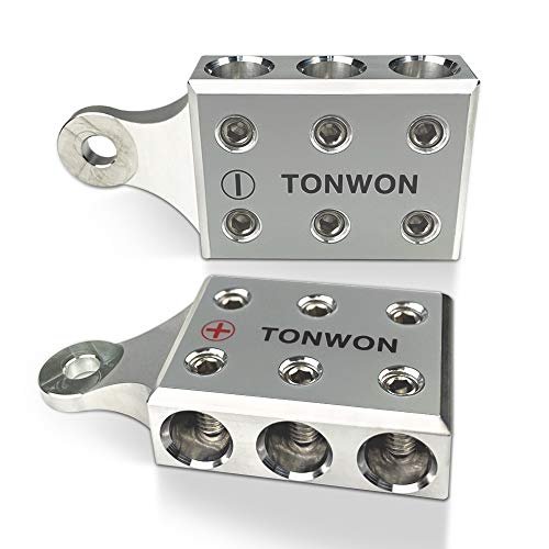 TONWON 6x1/0 AWG Calibre Terminales de Correos para Litio o Batería de Plomo ácido AGM con Extremos Atornillados o Espárragos Roscados (M8 u 5/16”-18)