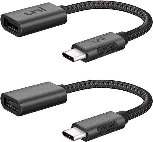 uni Adaptador USB C a USB 3.1[OTG], Adaptador USB C/Thunderbolt 3 (2 Unidades) Compatible para MacBook Pro 2016/2017, Huawei, Samsung, ChromeBook Pixel y Dispositivos con USB C - Gris