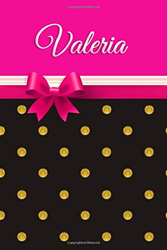 Valeria: Personalized Pink Black and Gold Journal | 6 x 9 Sized, 150 Pages Custom Name Journal | Personalized Notebook | Custom Name Notebook | ... Gift for Teachers, Granddaughters and Friends