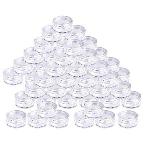 Vockvic Paquete de 50 ollas de Muestra de Viaje, Frascos Cosméticos de Plástico Vacíos con Tapas Recipientes de Muestra Cosméticos Redondos Transparentes para Cremas Maquillaje de Muestra