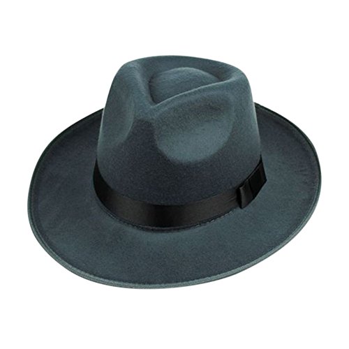Zantec Sombrero Fedora de Fieltro de Lana Unisex Sombrero Ancho de Jazz de Fedora de ala Ancha para Hombre de 58-60 cm