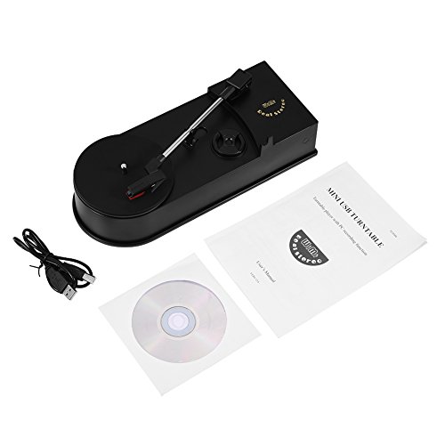 Zerone Mini Bandeja giratoria USB 2.0 Reproductor de Disco de Vinilo LP accionado por Correa Convertidor de Audio MP3 Compatible con Windows o Mac en 3 Pasos