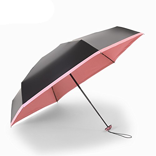 Zxzxzl Plástico Negro Pequeño 50% DE Descuento Sombrilla UV Paraguas para Mujer Paraguas Mini Paraguas para Paraguas DE 50 Pliegues, Rosa