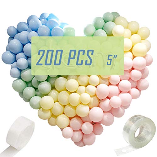 200 globos de calidad premium, globos de látex de 5 pulgadas de colores surtidos, azul verde rojo rosa claro púrpura naranja amarillo gris