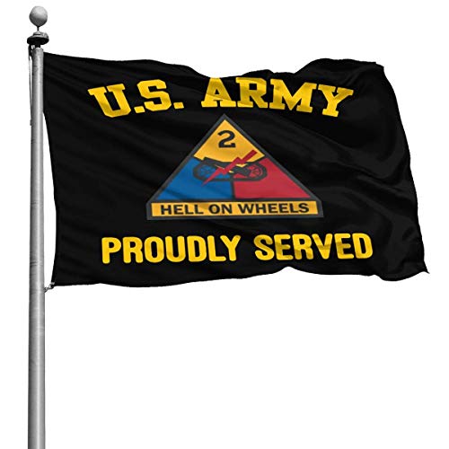 384 Bandera del Jardin Bandera De La Yarda De La 2Da División Blindada del Ejército De EE. UU. Bandera De Jardín De Bricolaje Vívida Bandera De Patio Única Al Aire Libre Bandera De La