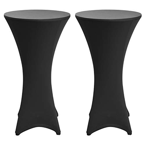 Beautissu Set de 2 Fundas elásticas para mesas Altas de pie Stella Ø 80-85 cm - Elegante egregio cobertor de Mesa en Negro