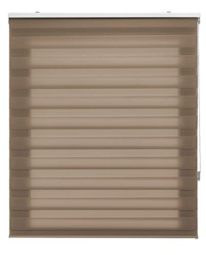 Blindecor LIRA - Estor enrollable de doble capa Noche y Día, Marrón, 100 x 250 cm, ancho x largo