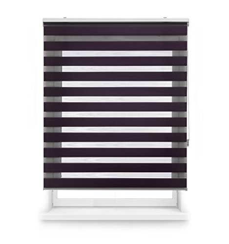 Blindecor LIRA - Estor enrollable de doble capa Noche y Día, Violeta, 100 x 250 cm, ancho x largo
