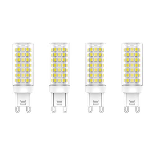 Bombillas LED G9, 9W (Equivalente a 90W), Blanco Frío (6000K), AC220-240V, Sin Parpadeos, No Regulable, 900 Lúmenes, CRI>80, Paquete de 4 - (Blanco Frío, 9W)