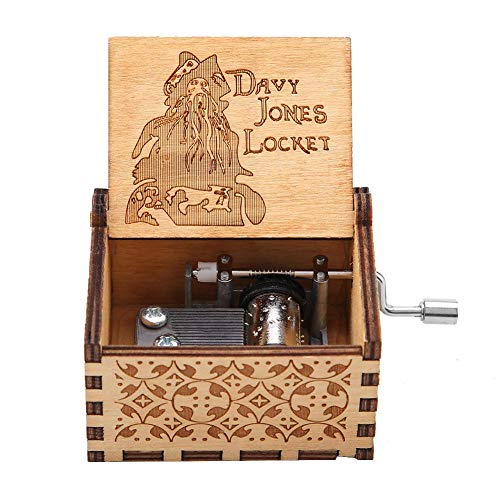 Caja de música Tallada, Yevenr Lovely Hand Crank Music Box Caja de música de Madera pequeña Caja de música mecánica clásica para Regalo(Pirate)