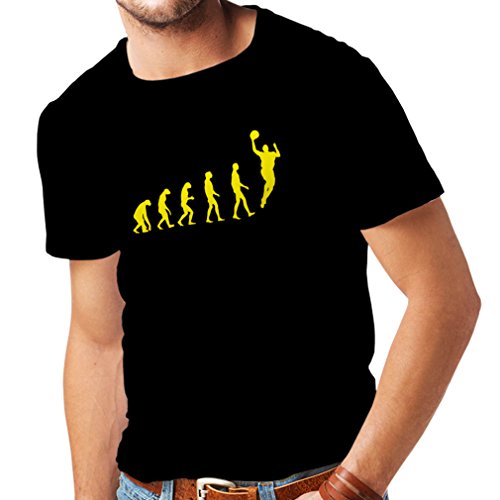 Camisetas Hombre evolución de Baloncesto - Canasta de la Calle, me Encanta Este Juego, Gran Fan de Regalo (XXXXX-Large Negro Amarillo)