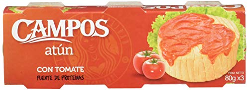 Campos, Conserva de atún en tomate - pack de 3 latas de 80 gr.