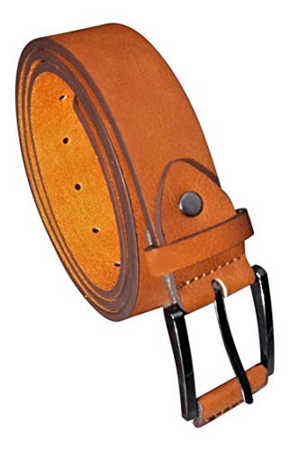 Cinturón para hombre con forro de piel, elige color y tamaño hasta 121 cm, cintura de 3,8 cm de ancho, fabricado por Milano Marrón canela Large