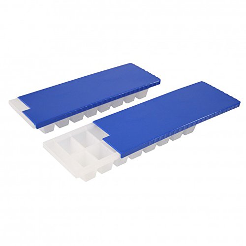 COM-FOUR® molde de cubitos de hielo 2x para un total de 32 cubitos de hielo - recipiente para cubitos de hielo con tapa - seguro y sin fugas (2 piezas)