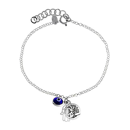 Córdoba Jewels | Pulsera realizada en Plata de Ley 925 bañada en rodio. Diseño con símbolos. Cierre Ajustable con reasa. Medidas: 18 cm. Piezas: 8 mm