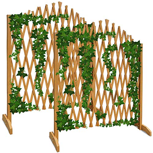 Deuba Paneles de Cerca de jardín enrejado de Madera soporte para plantas de color Marrón Panel de valla set de 2 Piezas