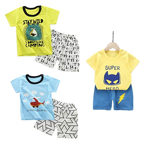 DEYOU - Juego de 3 camisetas de manga corta para niños y niñas (6 unidades)