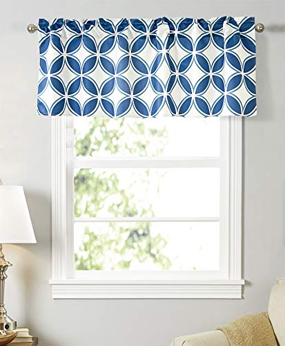 Dreamskull – Cortina corta, cortina opaca para ventana pequeña de bistro, corta, cocina, salón, moderno, diseño geométrico rústico, 45 cm de alto, 130 cm de largo, color azul