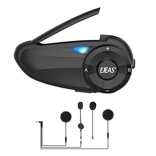 EJEAS Q7 Intercom - Auriculares Bluetooth para Moto, hasta 7 Conductores, cancelación de Ruido CVC, FM, Bluetooth 5.0, Impermeable, Sistema de comunicación para Moto