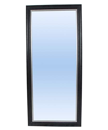 Espejo con Marco para Colgar (Varios tamaños y Colores) (Modelo Escalonado) Elegante Moderno (Negro, 170 x 70 cm)