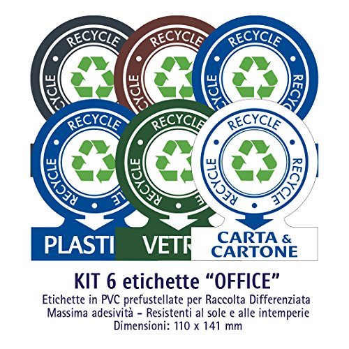 Etiquetas autoadhesivas para recoger basura – Kit Office (Medio) – 6 etiquetas variadas 11 x 14 cm