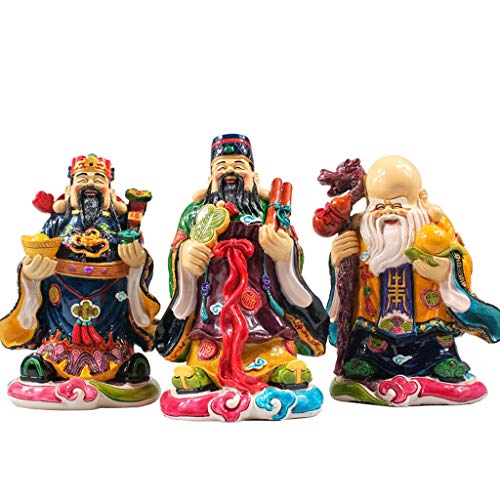 Figuritas de Fengshui Regalos Feng Shui Deidades Fu LUK Sau / Fu Lu Shou estatua Conjunto for la buena suerte de cerámica Decoración ancianos ancianos Wish Inicio Artesanía Decoración Escultura de pro