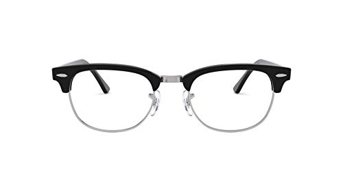 Gafas de los años 60, accesorio de moda con medio borde de la mitad del marco negro/plateado transparente lentes retro y estuche