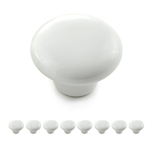 Ganzoo - Juego de 8 pomos de porcelana y cerámica, color blanco, estilo vintage