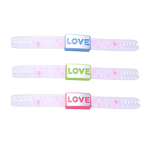 Holibanna 3 Piezas de Pulseras Brillantes con Corazón de Amor Pulseras de Brillo LED Brazaletes de Flash de Plástico Que Brillan en La Oscuridad Suministros para Fiestas de Cumpleaños