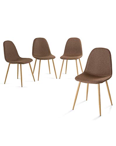 Home Heavenly® Pack de Cuatro sillas Comedor, solón Neder, sillas nórdicas, Modelo Vintage tapizadas en Tela y Patas Color Roble - Neder - marrón