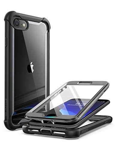 i-Blason Funda iPhone SE 2020 [Ares] 360 Grados Carcasa Completa Transparente Case con Protector de Pantalla Incorporado Compatible iPhone SE /8/7 Anti- Choques y Anti- Arañazos - Negro