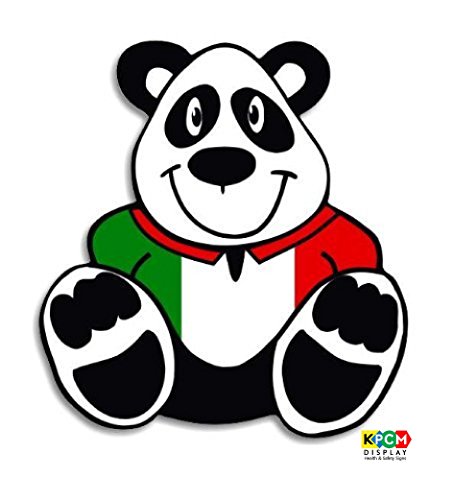 Italiano, Diseño de bandera de Italia de oso panda Pegatina de coche – 11 cm x 11 cm