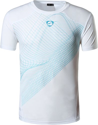 jeansian Hombres Verano Deportes Wicking Transpirable Quick Dry Short Sleeve T-Shirts Tops Running Training tee LSL069 White XL